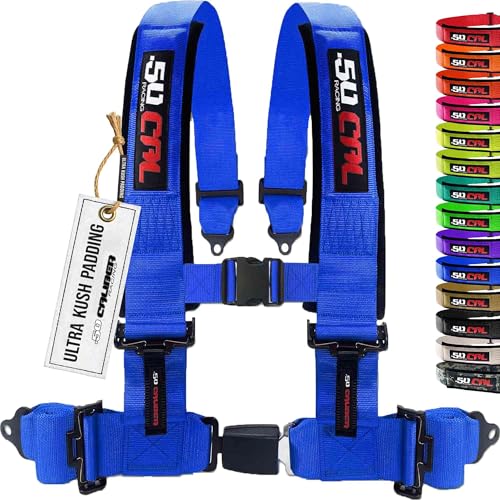 1pc Blue 4 Point Harness for Bucket Seat 2 Belts Push Button Release Racing Harness Race Car Off Road Vehicle UTV RZR 10 Color Options [6032]