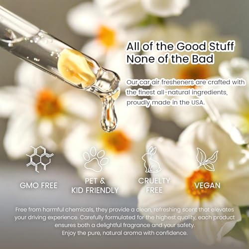 Image of Hanging Car Air Freshener, Long Lasting Essential Oil Diffuser, Non-Toxic New Car Scent, Cute Car Fresheners for Women, 2 Pack Made in USA