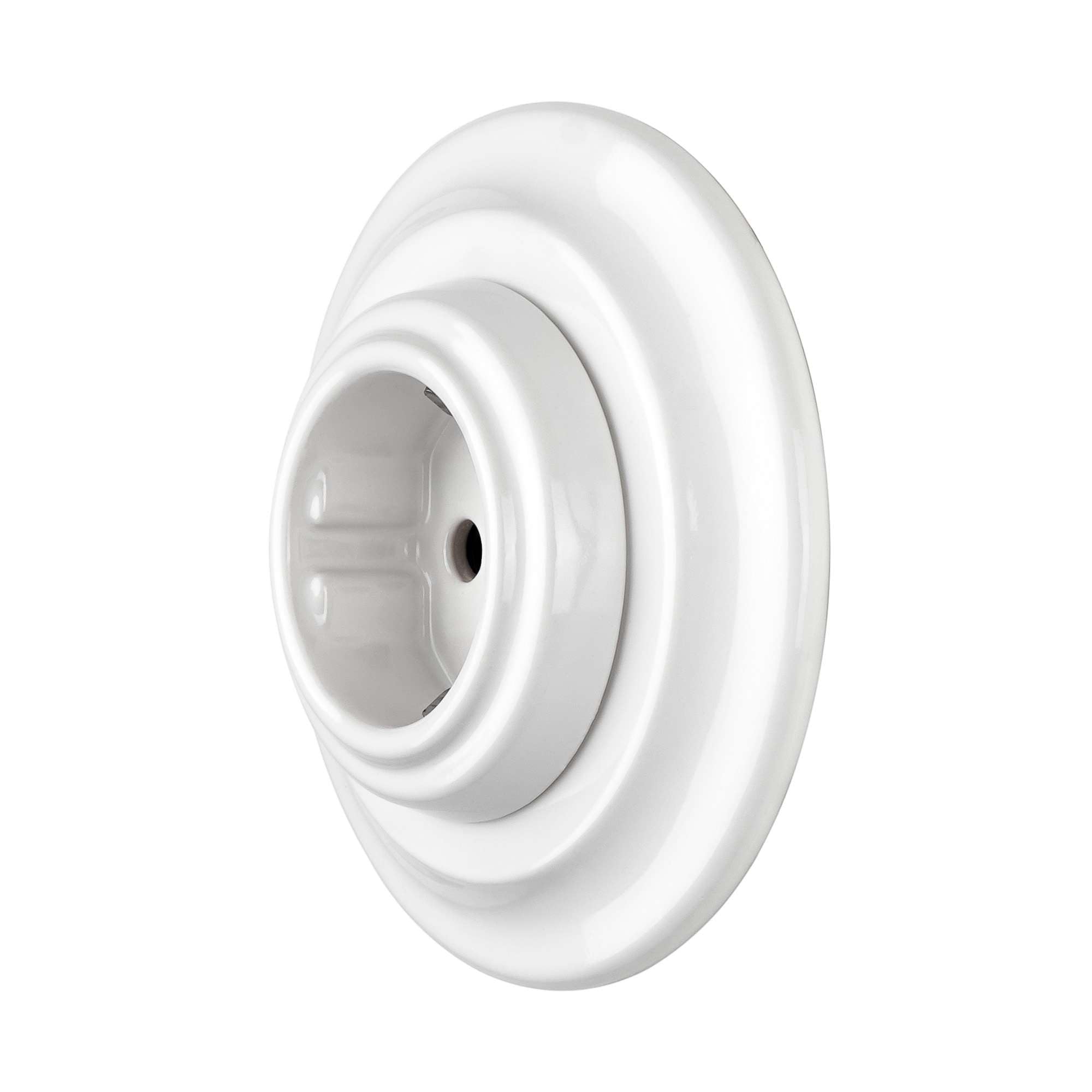 Lightstock Lot de 3 prises encastrées rétro en porcelaine UP1-W3 (blanc)