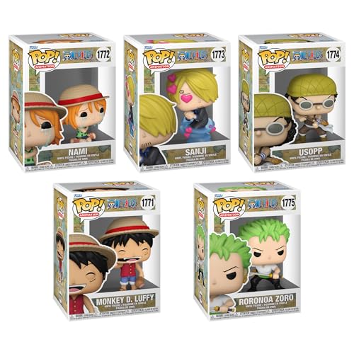 Funko Pop! Animation: One Piece Bundle (5-Pack) – Monkey D. Luffy #1771, Nami #1772, Sanji #1773, Usopp #1774, Roronoa Zoro Common #1775 Collectible Vinyl Figures