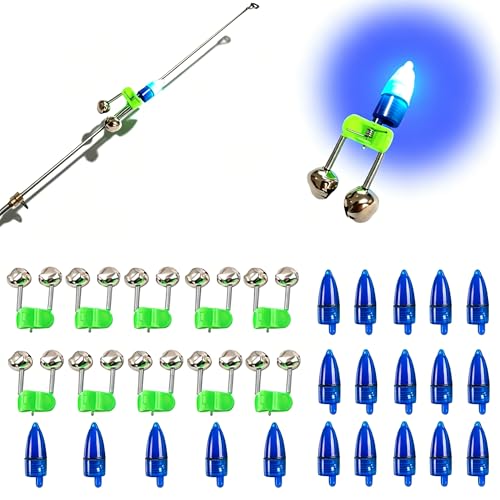 JZTang Fishing Bells with Lights, 30 Pcs Combo Set for Night Fishing Alarms