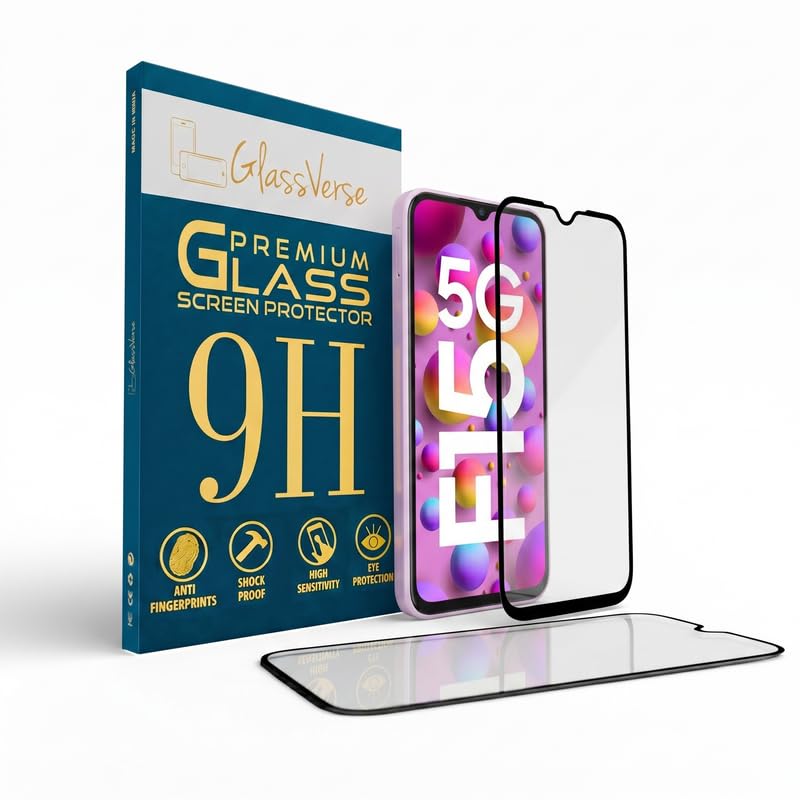 Image of GlassVerse PureView Tempered Glass for Samsung Galaxy F15 5G | Crystal Clear, 9H Hardness Screen Protector, Edge to Edge, Case Friendly, Hassle-less Installation Kit Included. (Pack of 2)