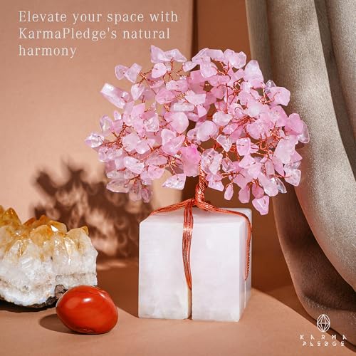 Rose Quartz Crystal Tree of Life Unique Birthday Gifts for Women, Mom, Sister, Friends. Handcrafted Chakra Healing Crystal and Stones for Positivity, Money, Luck, Aesthetic Home and Office Decor - Image 4
