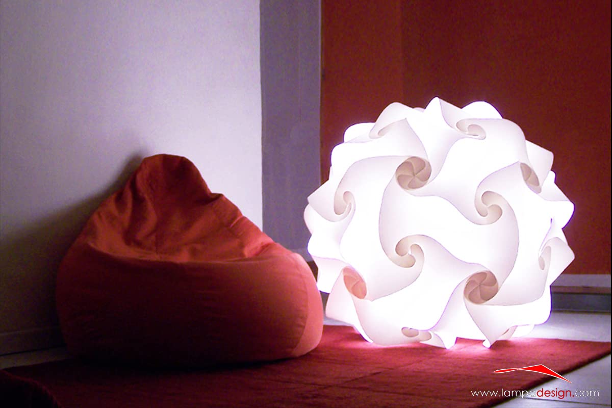 Lampadesign® Lampada da Terra Sfera bianca moderna soggiorno camera da letto stanza a Led FIOCCO 50 cm salotto sala da pranzo Lampadina luce fredda e27 17W Illuminazione d'interni che rilassa la vista
