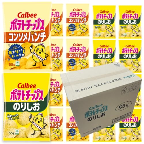 カルビー ポテトチップス レギュラー サイズ 2種類 詰め合わせ 16袋( コンソメ / のりしお ) ポテチ お菓子 おかし 大量 スナック おつまみ ジャガイモ じゃがいも まとめ買い [DA076us]