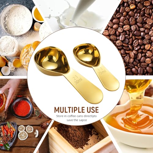 Image of Supvox Spoon Set for Kitchen 2Pcs 15ml /30ml Coffee Bean Spoon Stainless Steel Golden Measuring Spoons Set Kitchen Utility Measuring Spoons with Etched Marks