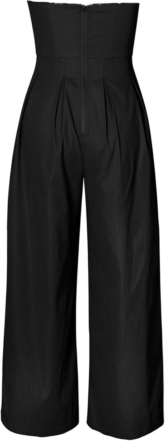 SHINFY Women Summer Strapless Wide Leg Jumpsuits Loose Casual Off Shoulder Tube Top Sexy One Piece Romper - Image 5