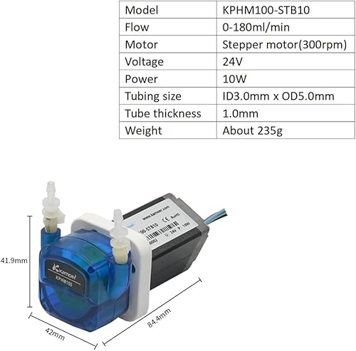 Miniatura 2 de Kamoer KPHM100-STB10 pequeña vida de alta precisión de bajo flujo bomba peristáltica 24V motor paso a paso bomba dosificadora líquida de servicio