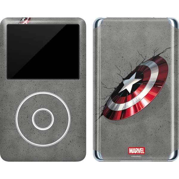 Skinit Decal MP3 Player Skin Compatible with iPod Classic (6th Gen) 80GB - Officially Licensed Marvel Captain America Shield Break Design