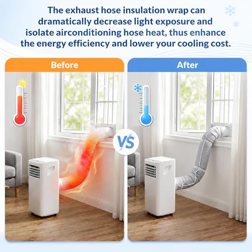 Image of Tlswshsy Oxford Cloth Air Conditioner Hose Cover, Insulated AC Hose Sleeve with 4 Adjustable Buckles, Portable Air Conditioner Exhaust Wrap for 5''-5.9 inch Diameter Exhaust Duct Vent (Light Gray)