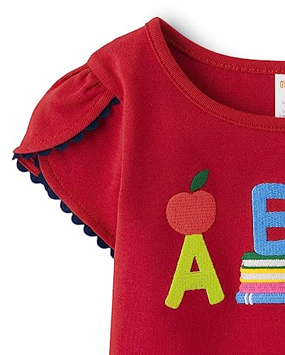 Gymboree Girls' and Toddler School Days Short Sleeve Embroidered Tops3