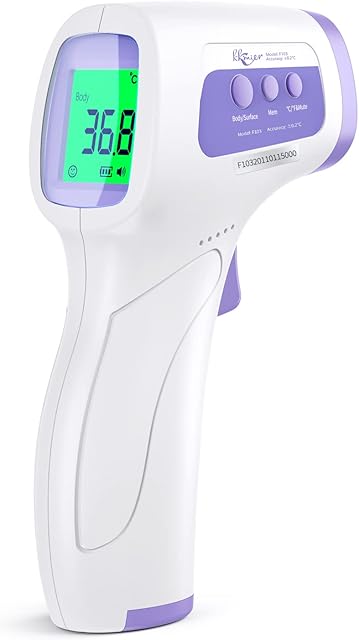 Infrared Forehead Thermometer for Adults, KKmier Contactless Digital Temperature Checker Thermometer for adults children baby, Temp Gun with Fever Alarm, Instant Reading, 40 Recorded Data