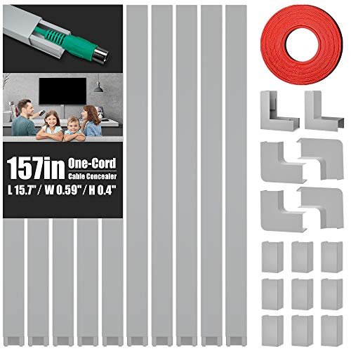 One-Cord Cable Concealer, 157in Cord Cover, PVC Wire Molding, Paintable Wire Channel to