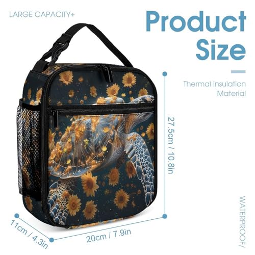 Watercolor Sunflower Turtle Bags Set Backpack For Work Hiking Lunch Bag Travel Unisex Bags4