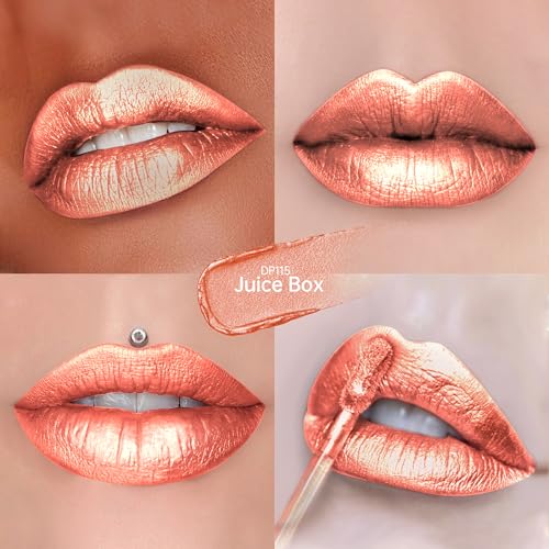 Image of Peach Red Lipsticks for Women Metallic Glitter Lipstick Long Lasting