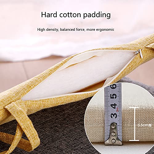 Square Seat Cushion,With Ties Not-Slip Office Chair Pad,Breathable Memory Foam Four Seasons Cotton Linen Chair Cushion-Brown 45X45Cm(18X18Inch) #TOP5