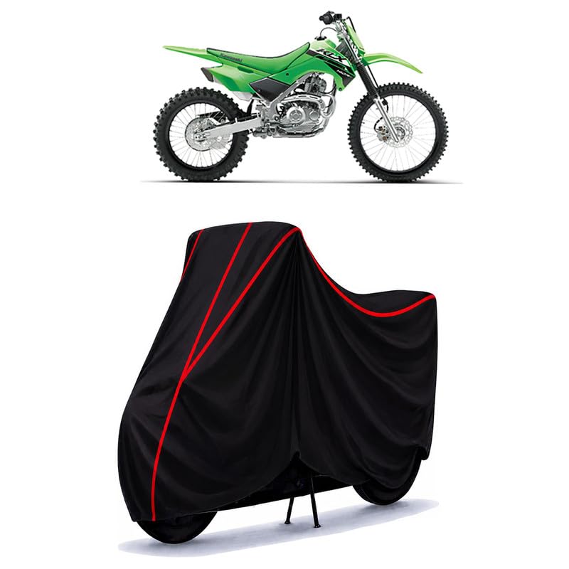 Image of KLX 140R F Water Resistant Bike Cover for All Motorcycles & Rain | Heavy Duty Taffeta Fabric | UV Protection, Dustproof, Scratchproof | All Weather Two Wheeler Body Cover with Elastic Bottom