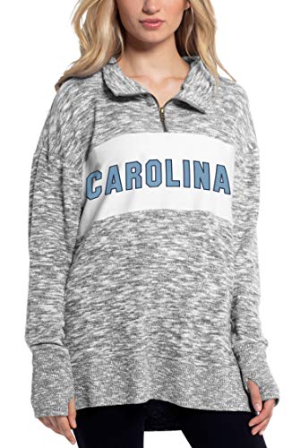 Chicka-d North Carolina Tar Heels Women's Cozy Fleece Quarter Zip Heather Grey, Medium