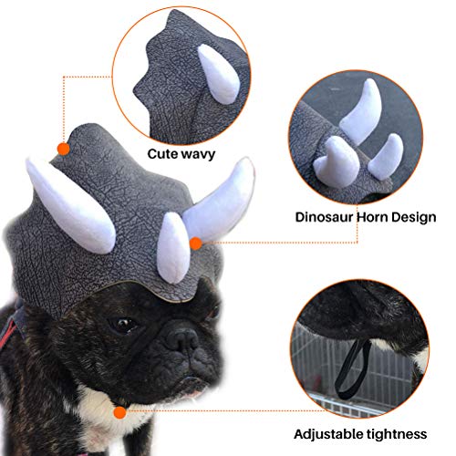 Dog Dinosaur Costume, Triceratops Pet Hat Headdress Dog Cat Dress Up Party Costume Cosplay Cute Horn Headdress - Image 4