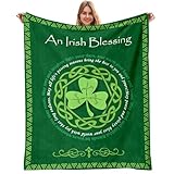 Irish Gifts for Women Men, Ireland Gifts, Irish Blessing Gifts Blanket 50'x60', St. Patrick's Day Decorations, Shamrock Blanket Gifts for Irish Celtics Birthday Weddings Anniversaries Christmas