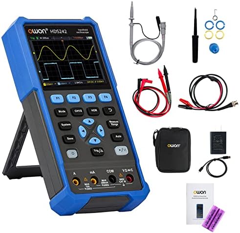 OWON HDS242 Oscilloscope 2 in 1 Universal Test Instrument, Professional LCD Display Screen Mini Handheld Digital PC Oscilloscope,20000 Counts Digital Multimeter(40 MHz + 2CH)