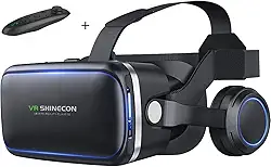 Fone de Ouvido SHINECON VR, Oculos VR Ajustáveis, Oculos de Realidade Virtual Compatíveis com iPhone e Android, Presente para Crianças e Adultos
