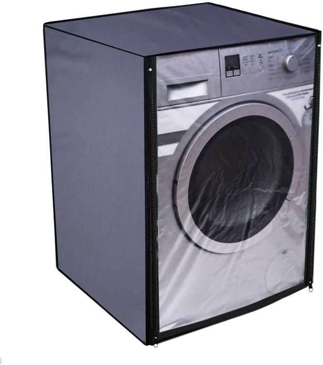 NITASHA TRANSPARENT design washing machine cover for Samsung 9 kg/6 kg Fully Automatic Front Load Washer Dryer Combo (Digital Inverter Motor, WD90T654DBX/TL, Inox) (Grey Colour)