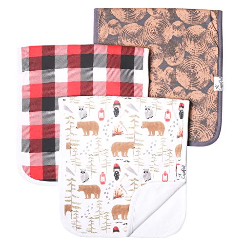 Baby Burp Cloth Large 21''x10'' Size Premium Absorbent Triple Layer 3-Pack Gift Set â€œLumberjackâ€ by Copper Pearl