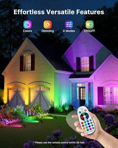 Image of 6 Pack Color Change Spotlights for Decor Lighting 120V Remote Waterproof Plug-in Multicolor Landscape Spot Light Uplight for Yard Decoration, Tree, Bush, Status, Indoor Plant, Picture & Painting
