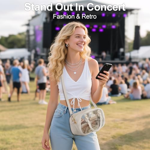 Image of PACKISM Clear Bag for Stadium Events - Small Clear Purse Crossbody Bag | Adjustable Wide Strap, 2 Easy Access Pockets, Thick 0.5mm PVC, for Sports Game Day Concerts Festival, Women Clear Stadium Bag