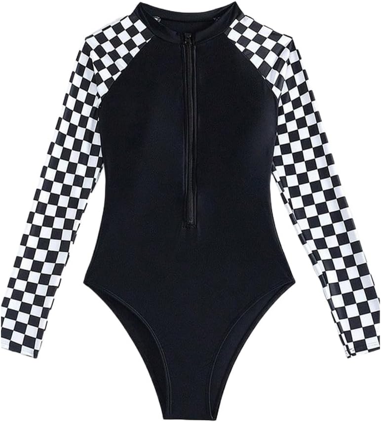 Maiô Feminino Praia Longa Manga Proteção UV Confortável Esportivo Surf e Natação com Bojo Zíper