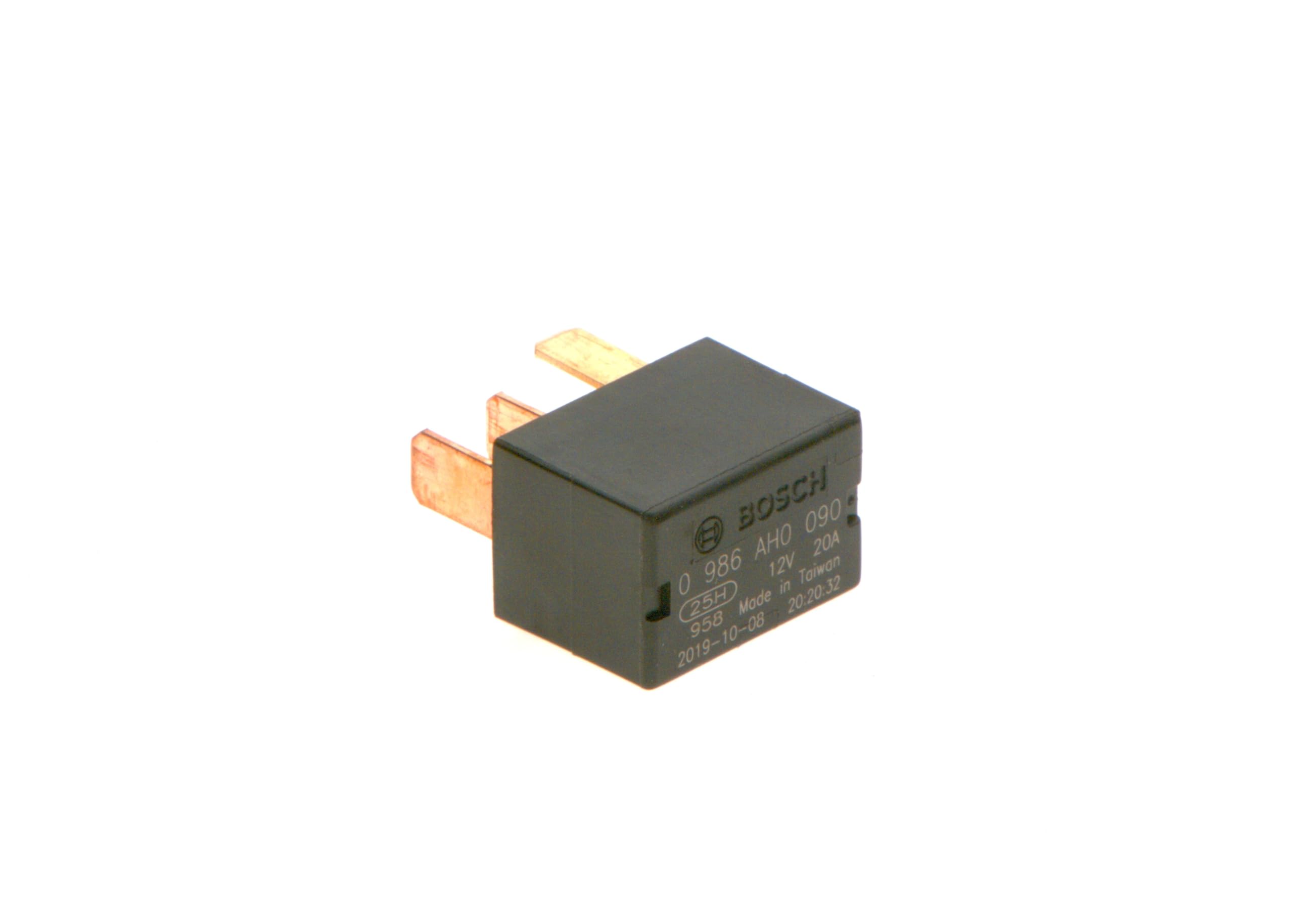 Bosch 0986AH0090 0986AH0080 przekaźnik mikrorowy 12 V 20 A, 4 zaciski, IP53 odporność na temperaturę od -40° do 125°