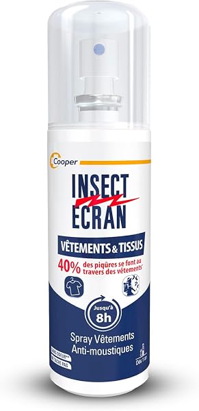 INSECT ECRAN - Spray Anti-Moustiques - Efficacité 8h - Protection contre les piqures de moustiques - Vêtements &Tissus - Sans odeur - Fabriqué en France - 100ml - 1