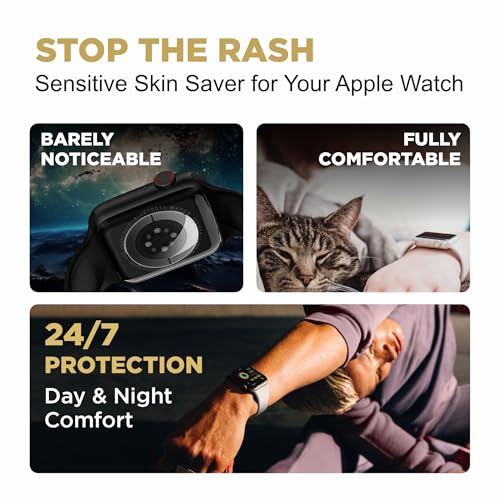 Image of [3 Pack] Flex Guard Nickel Metal Allergy Back Protector for Apple Watch Series 10 46mm || Prevent Rash Contact Dermatitis || Soft Flexible Film || Strap Sensor Protector || 2024 iWatch Back Screen Cover [Not Tempered Glass]