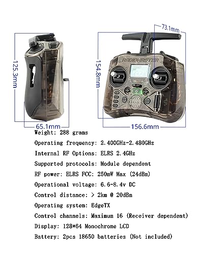 Image of Radiomaster Pocket ELRS Hall Gimbal Transmitter Remote Control Portable Lightweight Built in LED Light Foldable Antenna（Black Mode 2）
