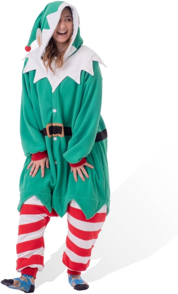 Santa's Elf Kigurumi Unisex Animal Cosplay Adult Onesie Costume