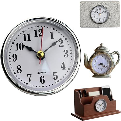Tangseajiao 1 Pc Silver Mini 2-1/2 Insert Clock 65mm Round