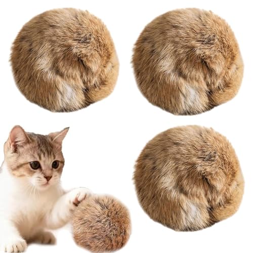 Rabbit Fur Ball Cat Toy, Soft Fluffy Catnip Toy Balls