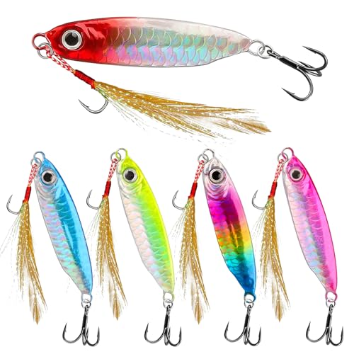 Jigs Fishing Lures Saltwater Fishing Spoons with Ultra-Sharp Hooks Micro Jigging Bait for Bass Tuna Salmon Grouper