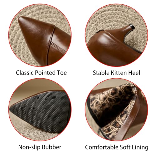 Women's Pointed Toe Stiletto Low Heel Ankle Boots Sexy Comfortable Soft Back Zipper Fall Winter Kitten Heel Dress Booties Shoes for Party Wedding Work3