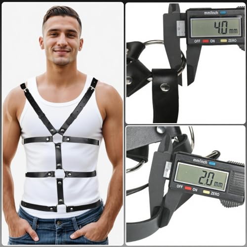 Men's Body Chest Harness Belt, Body Harness for Men, Adjustable PU Leather Male Punk Chest Belt Shoulder Harness Muscle Show Fashion Costumes for Cosplay Party3
