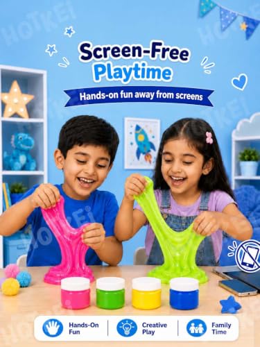 Image of HOTKEI Pack of 12 Neon Colored Slime Multicolor Fruit Scented DIY Toy Slimy Slime Gel Jelly Putty Set Art kit Toys Birthday Gift for Boys Girls Kids 3 to 10 Years 600 gm