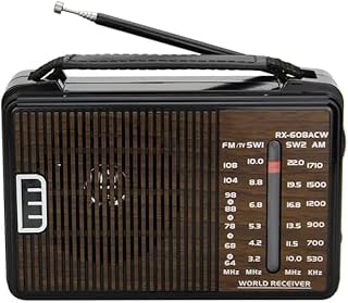 Classic Mini Portable Electric Radio 608ACW works with Electricity, batteries, 4-Bands AM, FM, SW1, SW2 (608-ACW)