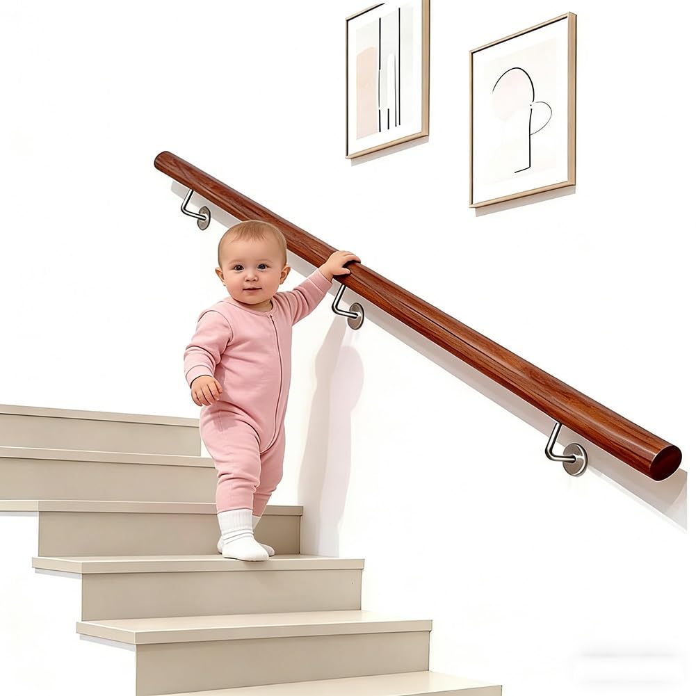 Main courante en bois pour escalier et couloir de maison familiale