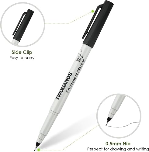 Miniatura 2 de TWOHANDS Marcadores permanentes punta ultrafina, 0.020 in, punta extrafina, negro, 12 unidades, 21618