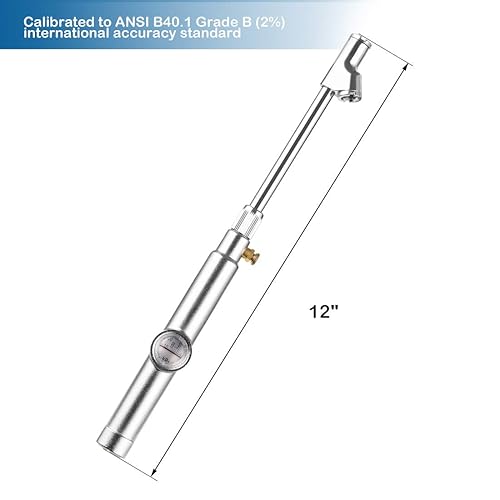 Miniatura 2 de CZC AUTO - Manómetro para presión de neumáticos, medidor de aire de doble cabezal con pie recto para camiones, medidor de rueda de doble eje preciso