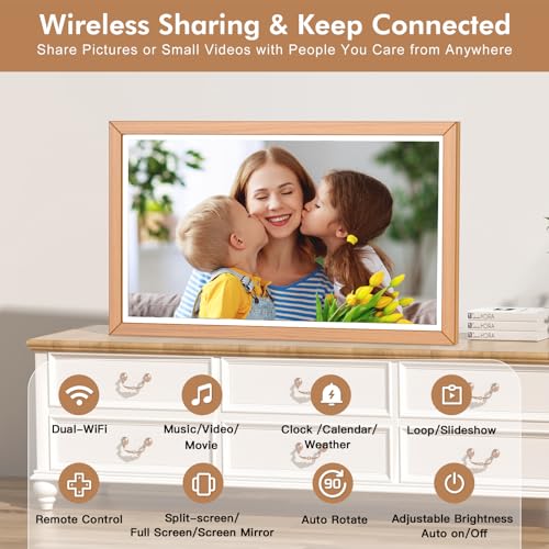 Image of Large Digital Picture Frame 21.5 inch-WiFi-Photo-Frame - 1920 * 1080 IPS FHD Digital Photo Frame Display, 32GB, Wall Mounted, Load Photos Videos from Phone via App Email, Gifts for Mom Dad