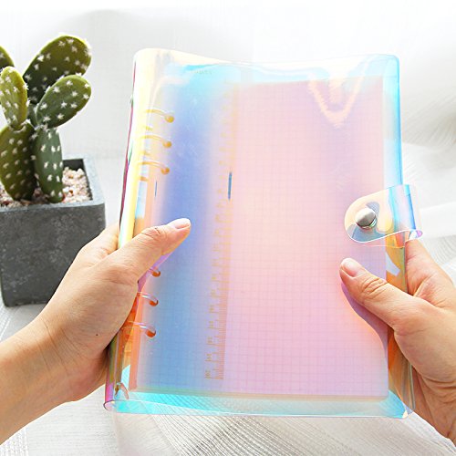 Index Tabs for A5/A6 6-Holes Cover Round Ring View Binder File Folder Loose Leaf Sheet Protectors Binder Cover Protector (Laser Cover,A5/21cm*15cm/8.5 Inch)
