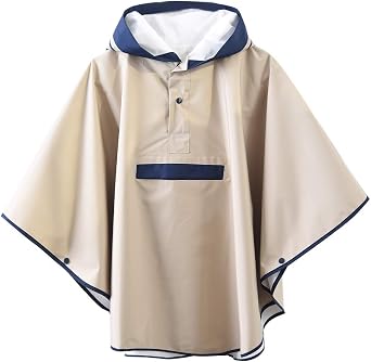 Hiheart Girls Waterproof Rain Poncho Hooded Packable Raincoat
