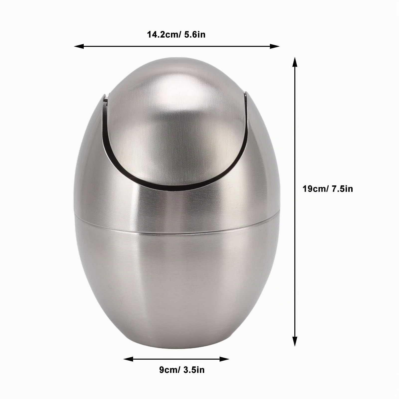 Papelera de Mesa con Tapa Basculante, Mini Cubo de Basura de Acero Inoxidable de 1.5 Litros, Papelera de Oficina Pequeña para Hogar, Oficina, Cocina, Dormitorio, Baño